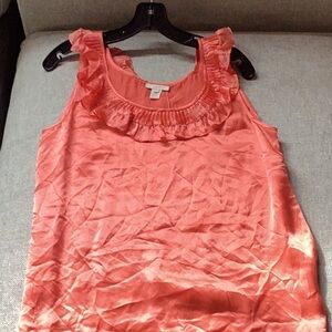 Coral Ruffle Sleeveless Top